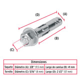 Caja con 100 Taquetes Expansivos de 5/16' con Tornillo Fiero