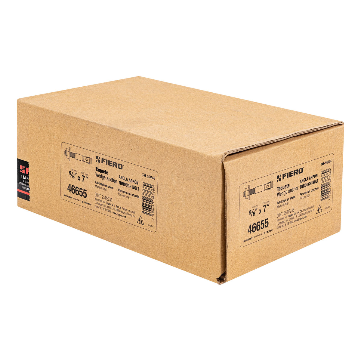 Caja con 25 Taquetes Arpón de 5/8' X 7', Fiero