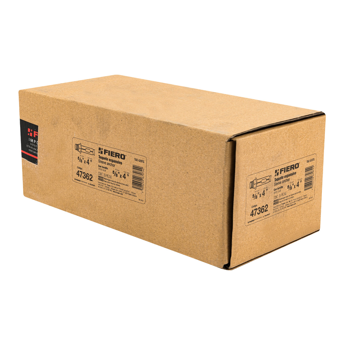 Caja con 25 Taquetes Expansivos de 5/8' con Tornillo, Fiero