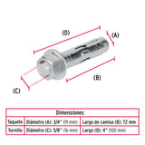 Caja con 25 Taquetes Expansivos de 5/8' con Tornillo, Fiero