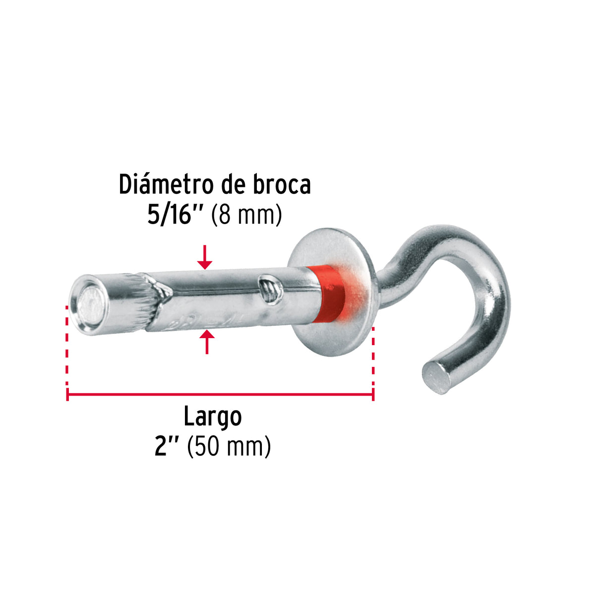 Caja con 100 Taquetes Expansivos 8X50 mm con Armella Abierta