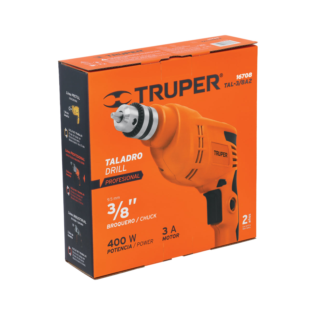 Taladro 3/8', 400 W, Truper Pro