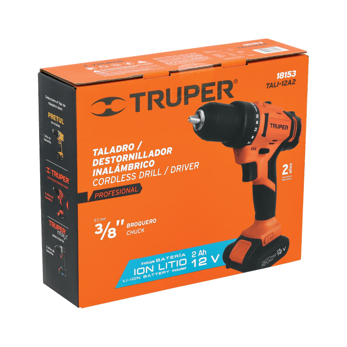 Taladro 3/8', 12 V, 1 Batería 2 Ah, Pro
