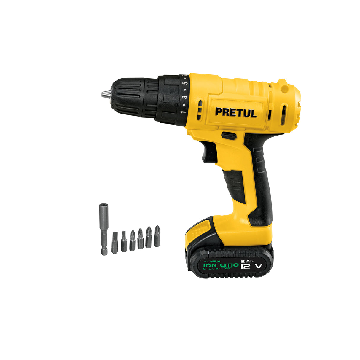 Taladro 3/8', 12 V, 1 Batería 2 Ah, Pretul