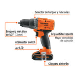 Taladro 1/2', 20 V, 1 Batería 2 Ah, Truper Pro
