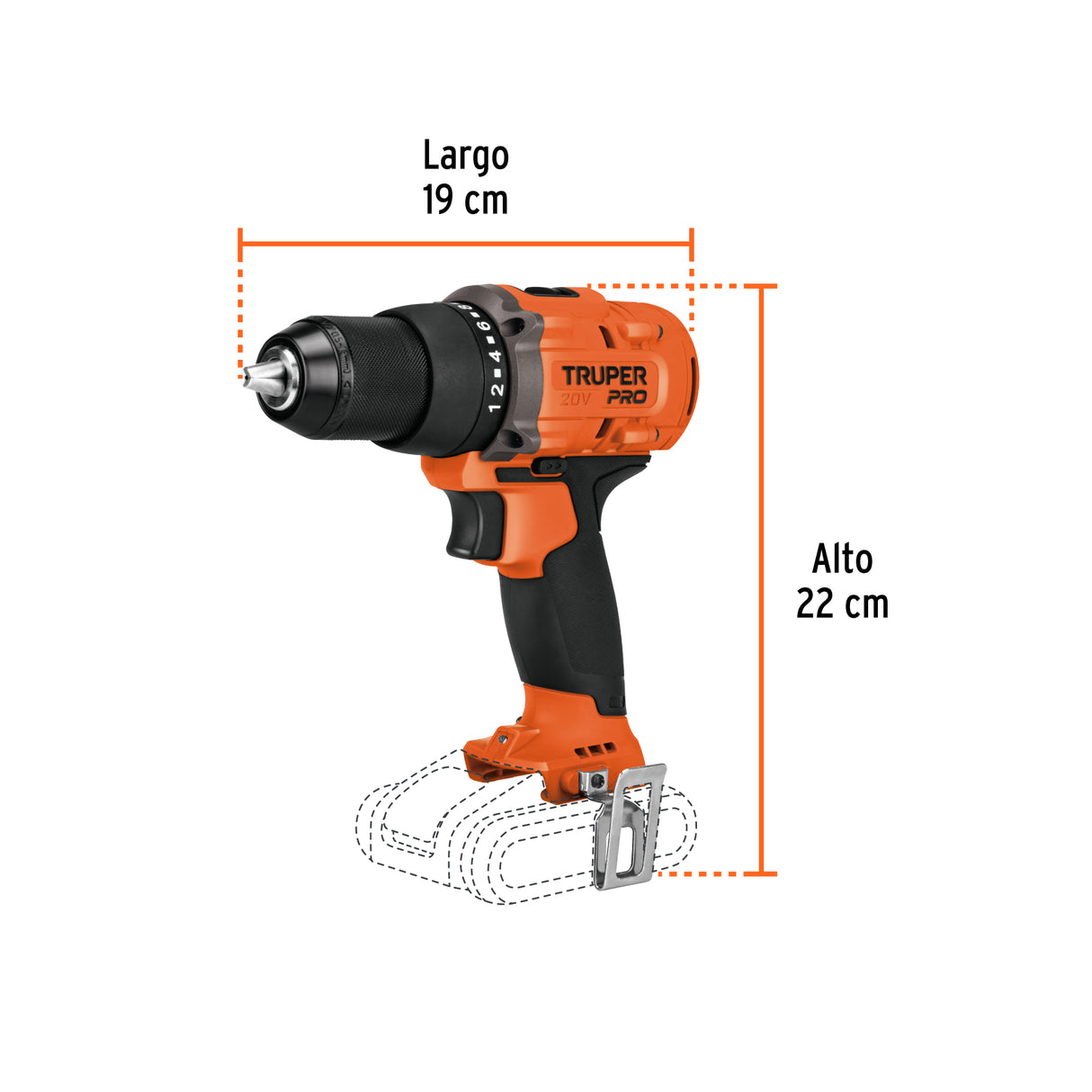 Taladro 1/2', 20 V, sin Accesorios, Truper Pro