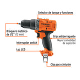 Taladro 1/2', 20 V, sin Accesorios, Truper Pro