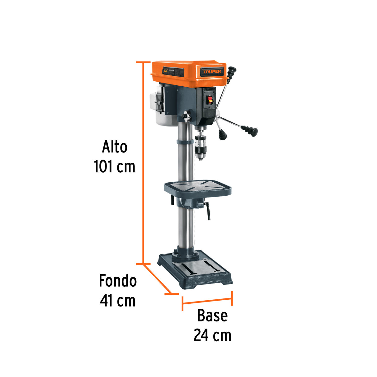 Taladro de Piso 13', 3/4 HP (560 W), Broquero 5/8', Truper