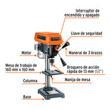 Taladro de Piso 8', 1/3 HP (250 W), Broquero 1/2', Truper