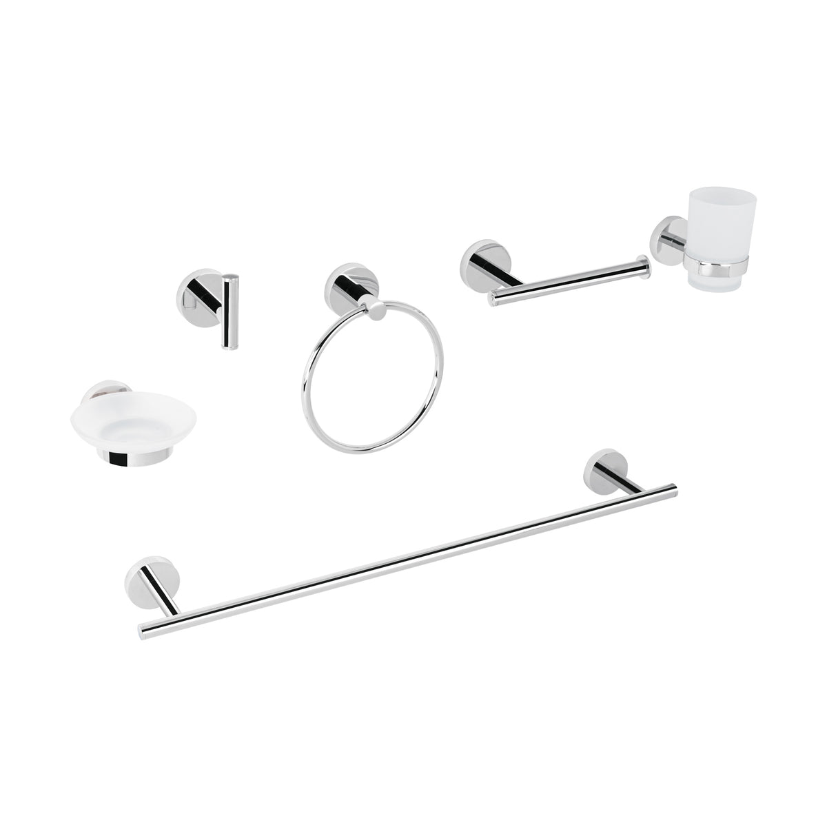 Juego de 6 Accesorios para Baño Acabado Cromo, Foset Túbig