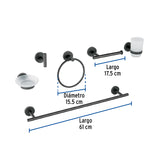 Juego de 6 Accesorios para Baño Acabado Negro, Foset Túbig