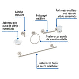 Juego de 6 Accesorios para Baño Acabado Satín, Foset Túbig