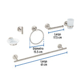 Juego de 6 Accesorios para Baño Acabado Satín, Foset Túbig
