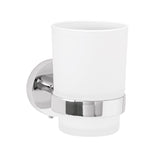 Portavaso Cepillero Cromo con Vaso de Vidrio, Foset Túbig