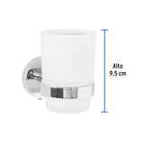 Portavaso Cepillero Cromo con Vaso de Vidrio, Foset Túbig