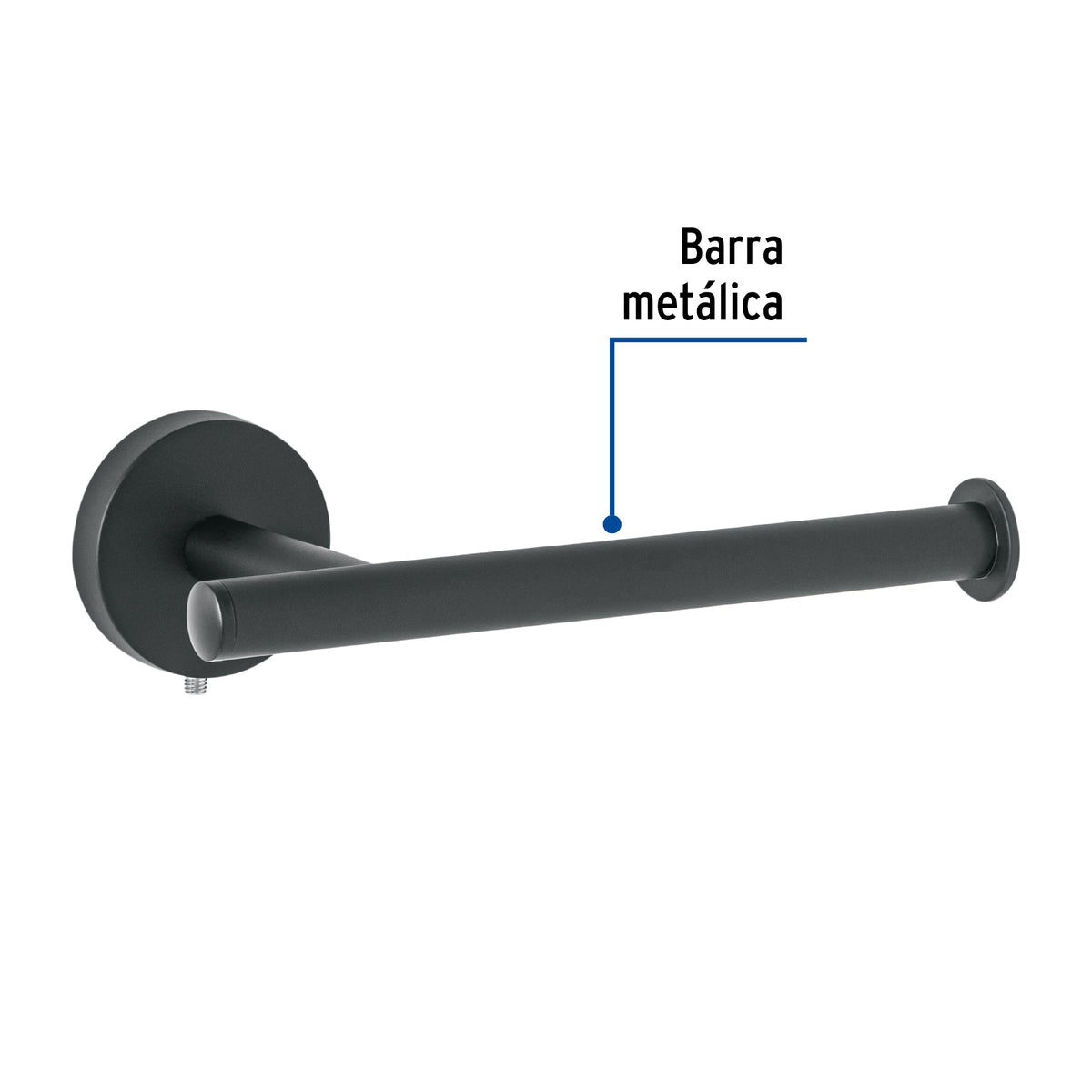 Portarrollo Metálico Acabado Negro, Foset Túbig