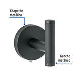 Gancho Sencillo Metálico Acabado Negro, Foset Túbig