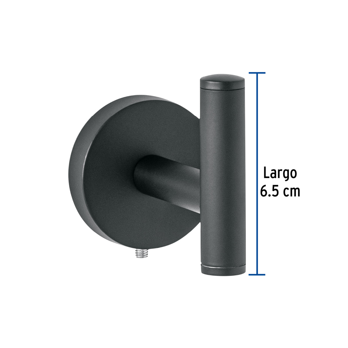Gancho Sencillo Metálico Acabado Negro, Foset Túbig