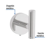 Gancho Sencillo Metálico Acabado Cromo, Foset Túbig