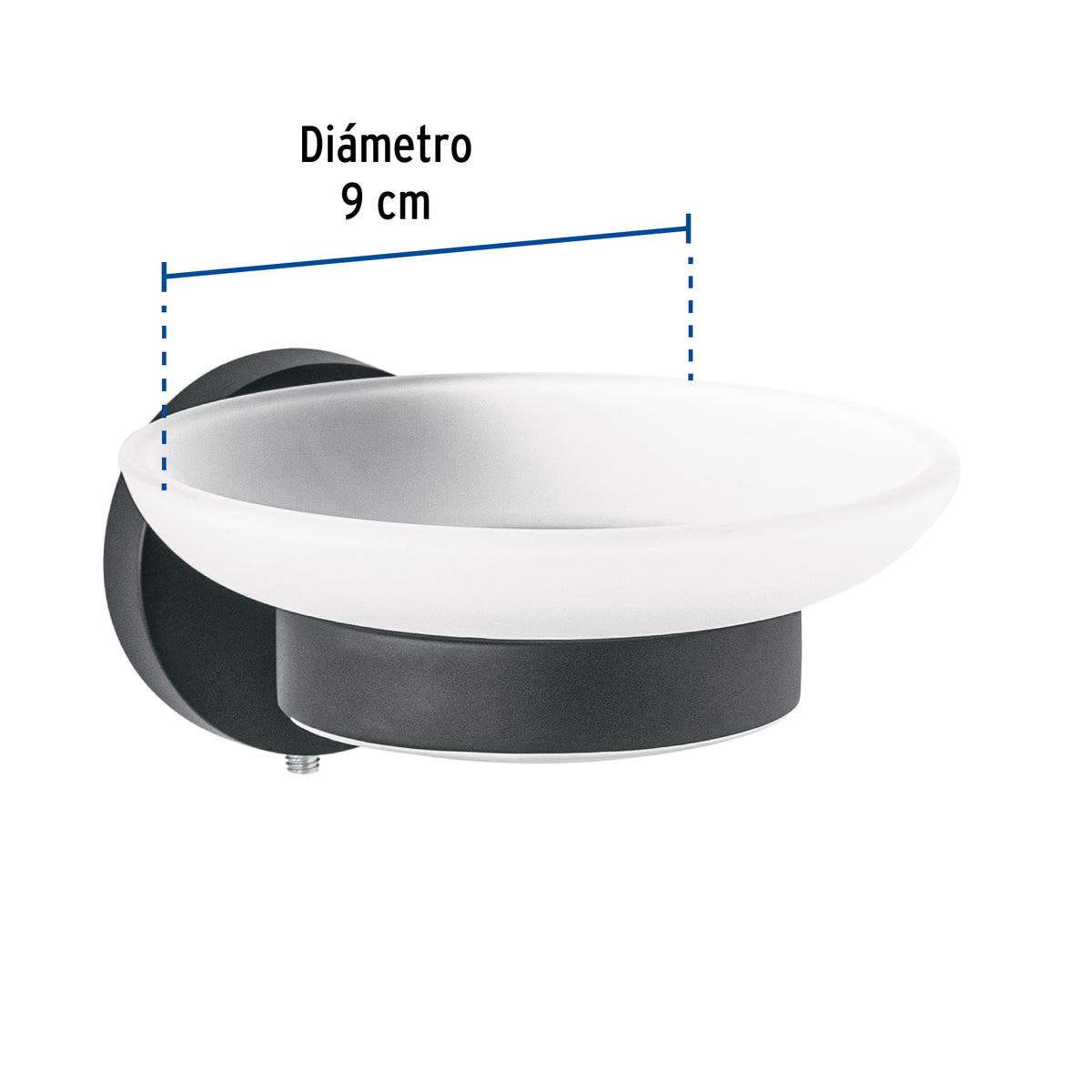 Jabonera Metálica Negro con Plato de Vidrio, Foset Túbig