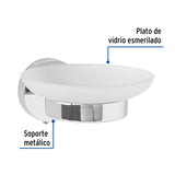 Jabonera Metálica Cromo con Plato de Vidrio, Foset Túbig