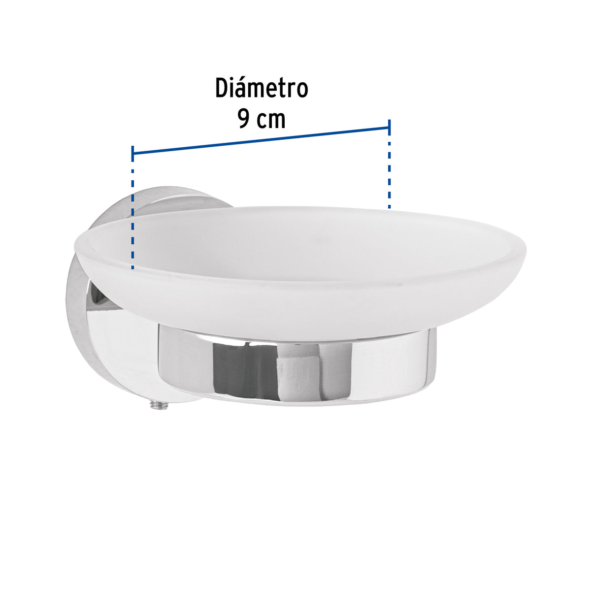 Jabonera Metálica Cromo con Plato de Vidrio, Foset Túbig