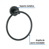 Toallero Argolla Metálico Acabado Negro, Foset Túbig