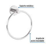 Toallero Argolla Metálico Acabado Cromo, Foset Túbig