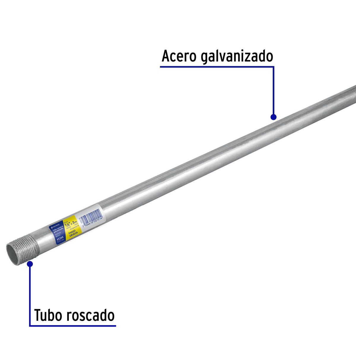 Tubo Conduit 1/2' Pared Gruesa (1.6 mm), Et. Amarilla, 3 m