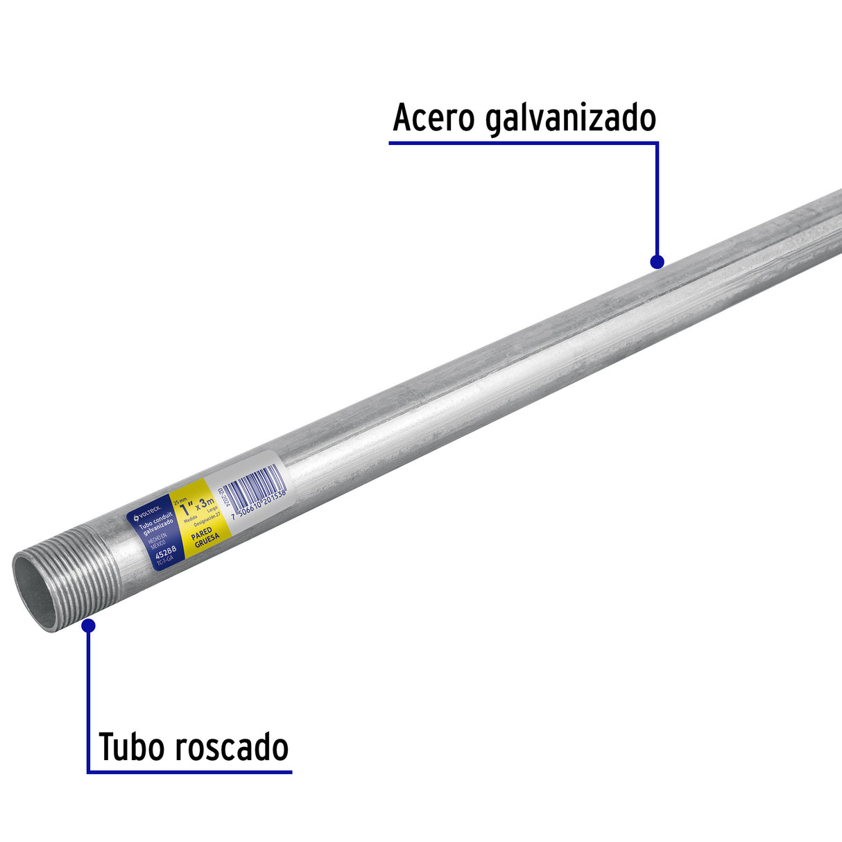 Tubo Conduit 1' Pared Gruesa (1.8 mm), Et. Amarilla, 3 m