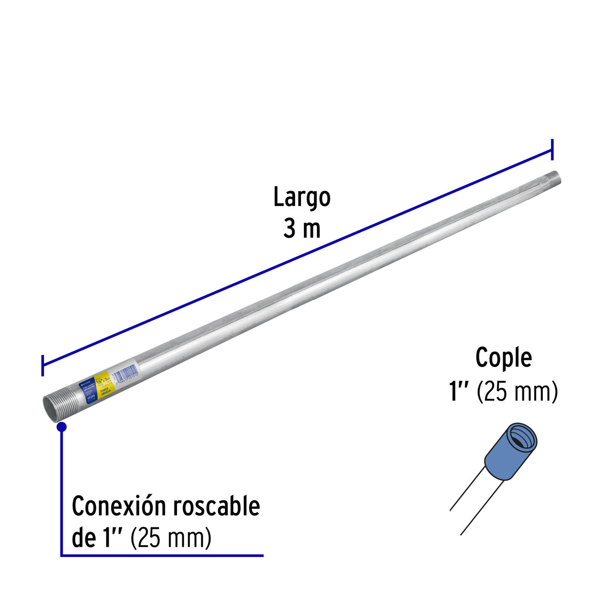 Tubo Conduit 1' Pared Gruesa (1.8 mm), Et. Amarilla, 3 m