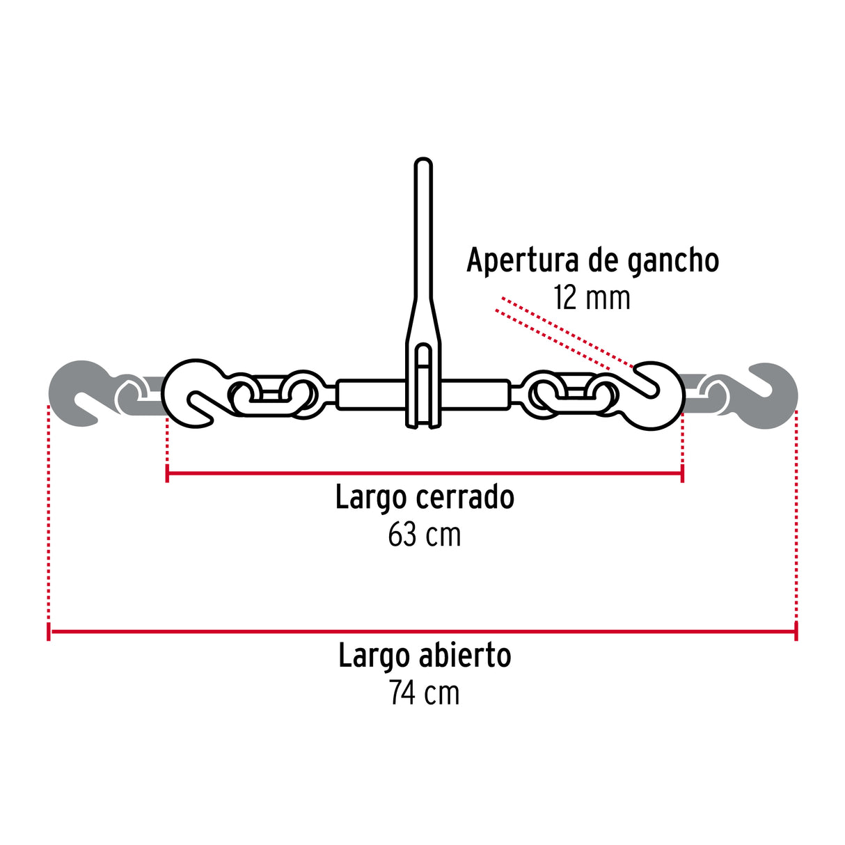 Tensor de Cadena con Matraca, 5/16' - 3/8', Fiero