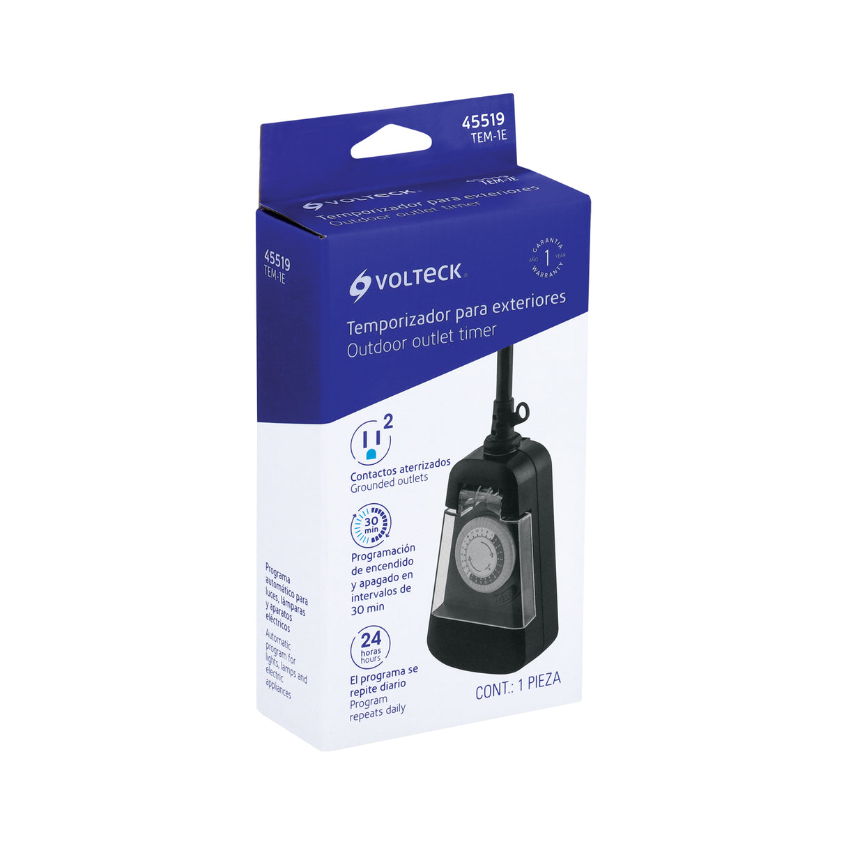 Temporizador Analógico para Uso en Exteriores, Volteck