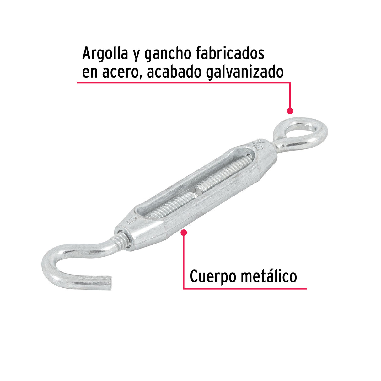 Tensor Zinc 3/16' Ojo-gancho, Fiero