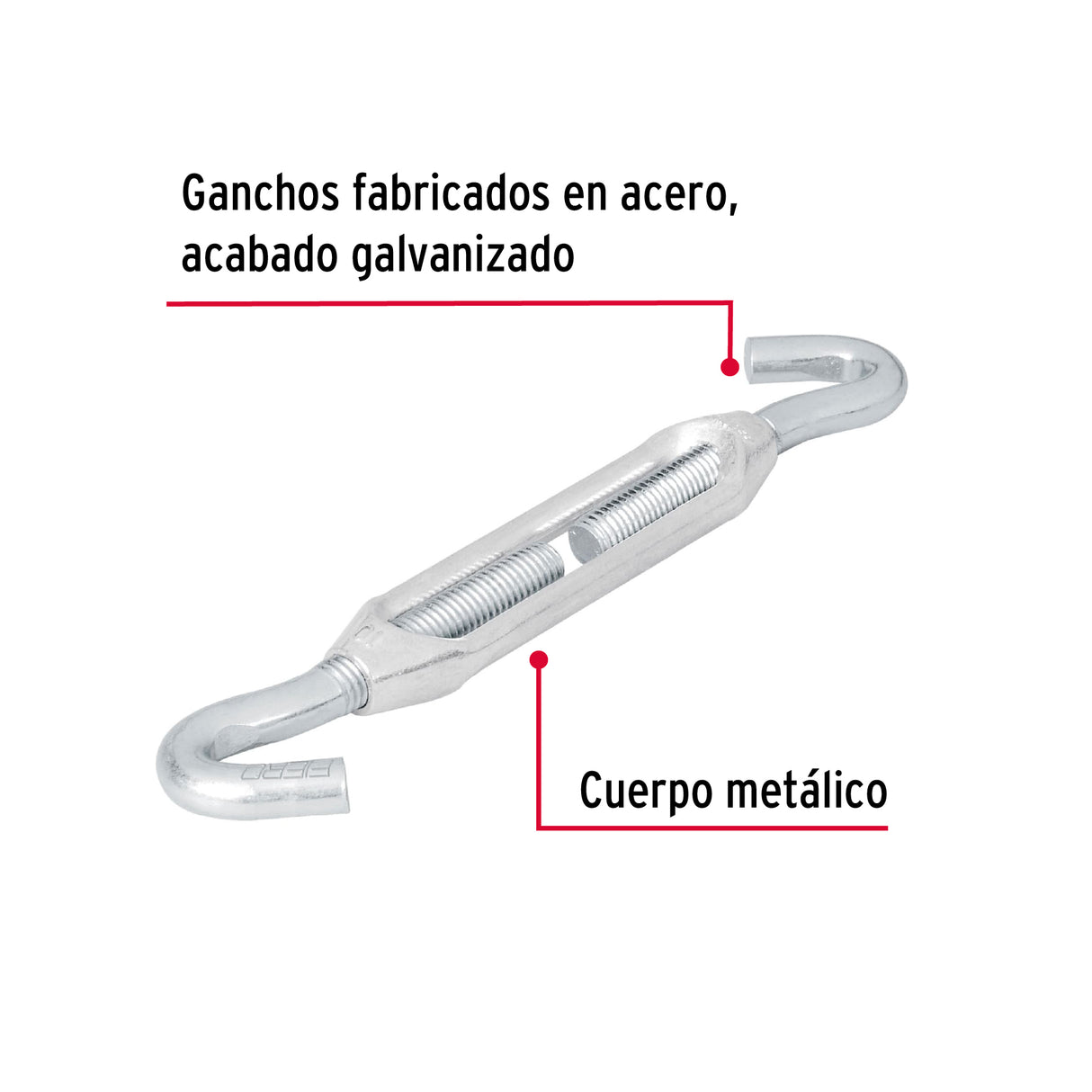 Tensor Zinc 3/8' Gancho-gancho, Fiero