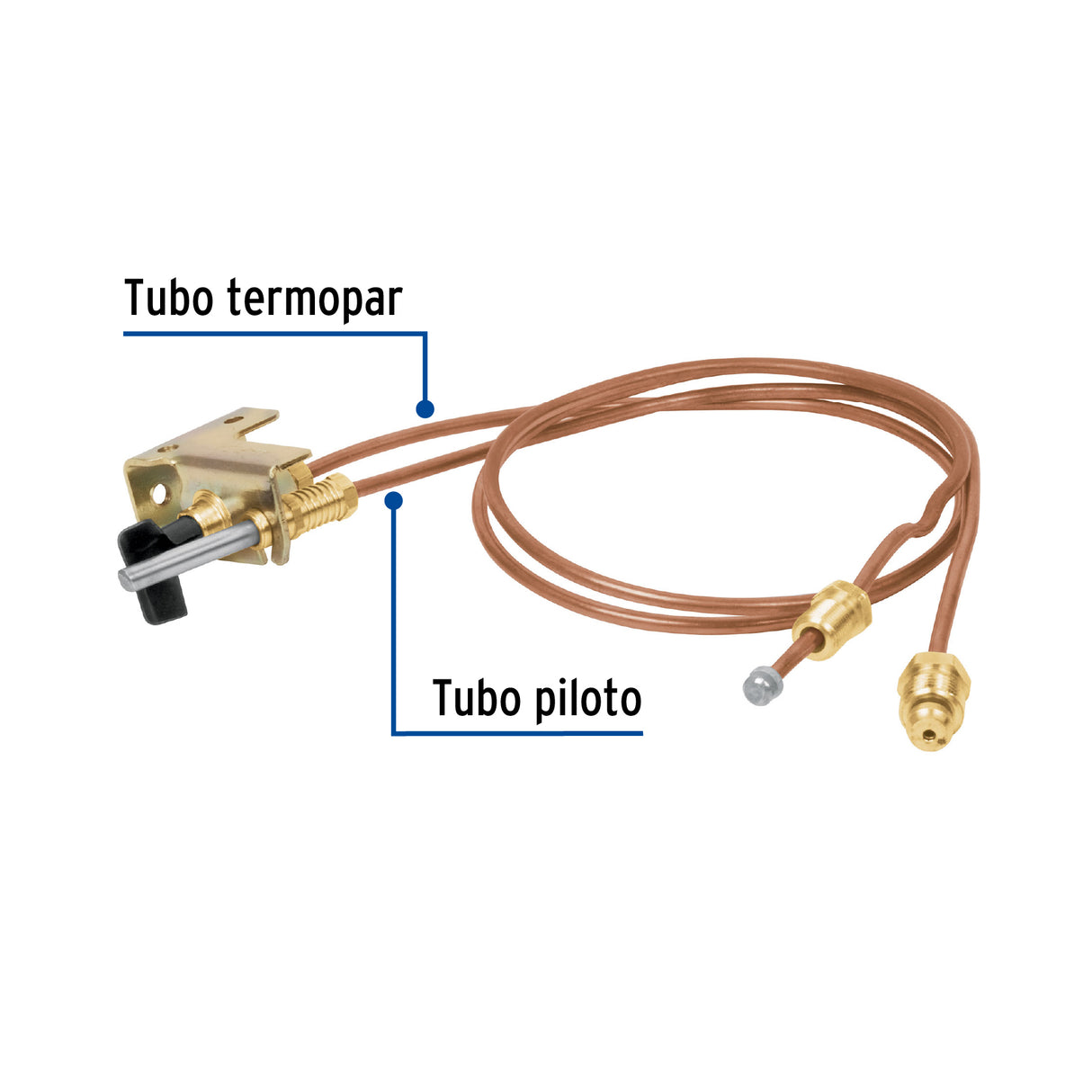 Termopar con Piloto, Tubo de Cobre, 60 cm, Foset