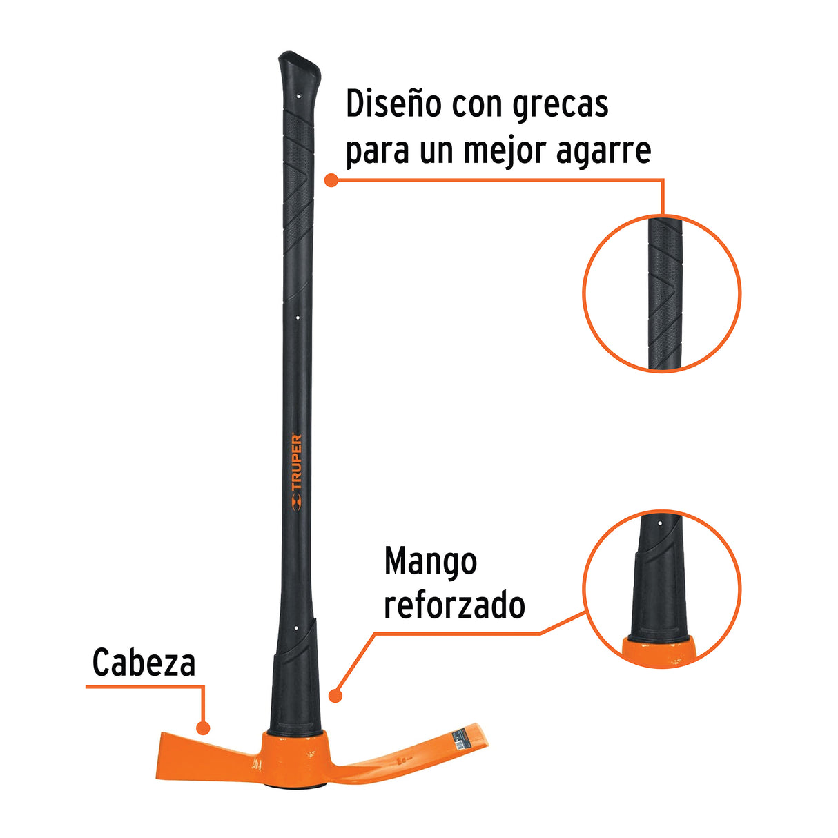 Talacho-hacha 5 lb, Mango Fibra de Vidrio 36', Truper