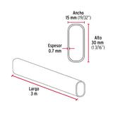 Tubo Ovalado para Clóset, 3.0 m, Acero Cromado, Hermex