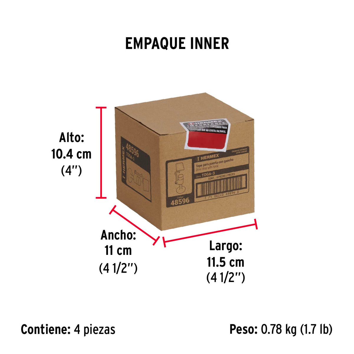 Tope Metálico para Puerta con Gancho, Hermex