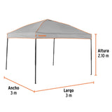 Toldo Plegable de 3 X 3 m, Truper