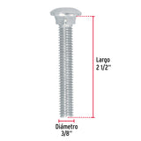 Bolsa con 50 Tornillos 3/8' X 2-1/2' Tipo Coche, Fiero