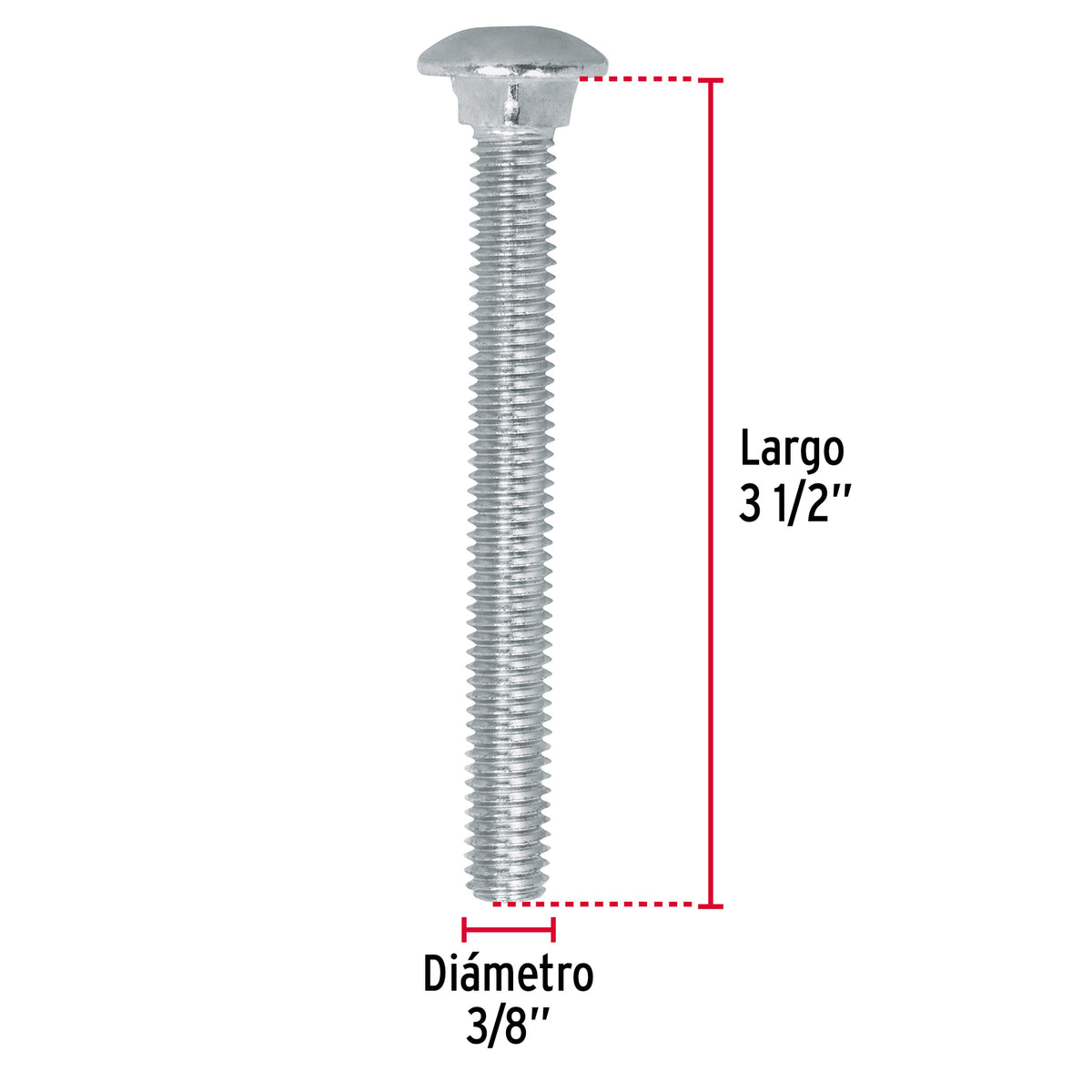 Bolsa con 30 Tornillos 3/8' X 3-1/2' Tipo Coche, Fiero
