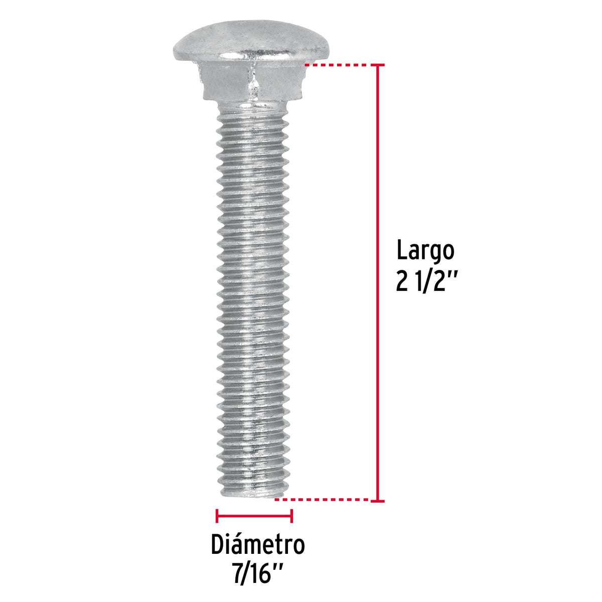 Bolsa con 30 Tornillos 7/16' X 2-1/2' Tipo Coche, Fiero