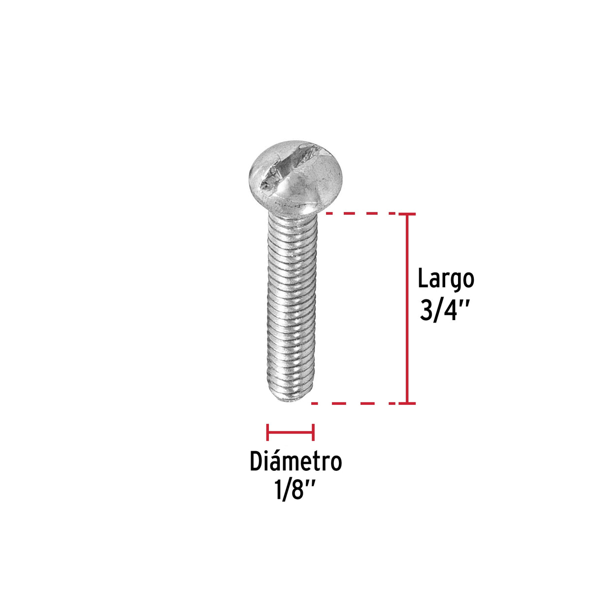 Bolsa con 500 Tornillos 1/8' X 3/4' Tipo Estufa, Fiero