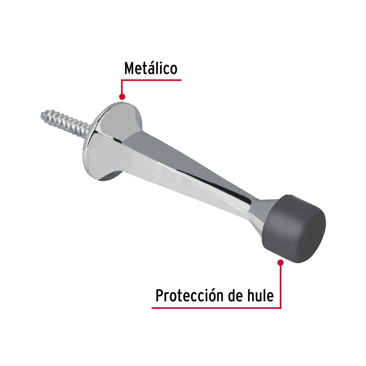 Tope Recto para Puerta, Acabado Cromo, Hermex
