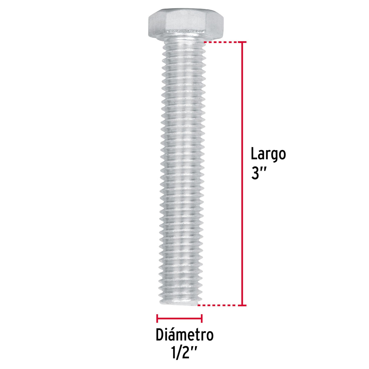 Bolsa con 20 Tornillos 1/2' X 3' Tipo Máquina, Fiero