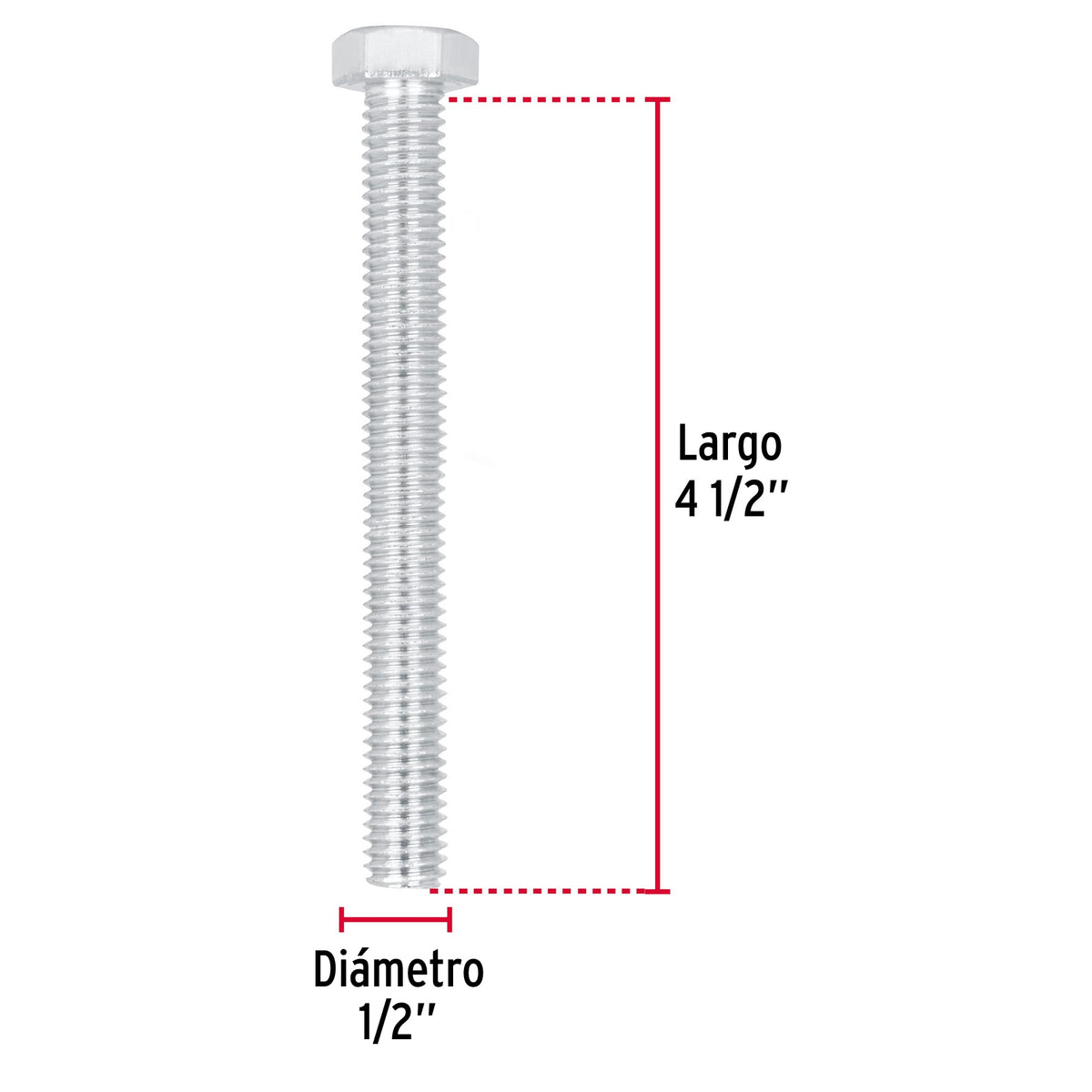 Bolsa con 10 Tornillos 1/2' X 4-1/2' Tipo Máquina, Fiero