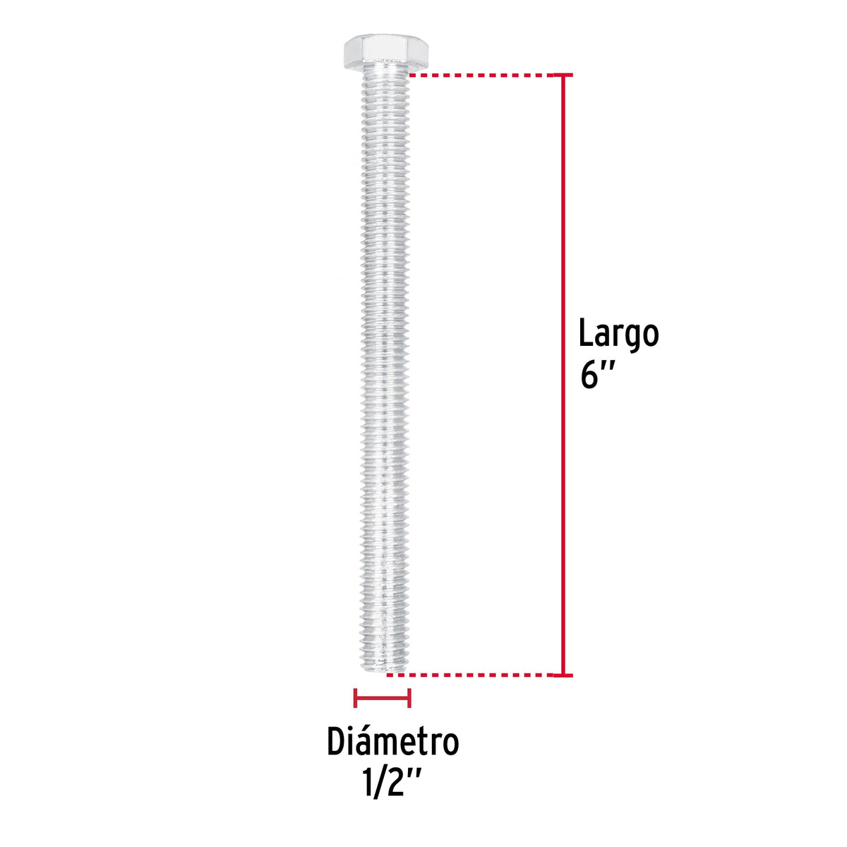 Bolsa con 8 Tornillos 1/2' X 6' Tipo Máquina, Fiero