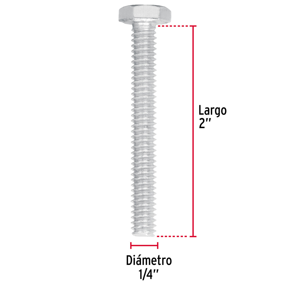 Bolsa con 60 Tornillos 1/4' X 2' Tipo Máquina, Fiero