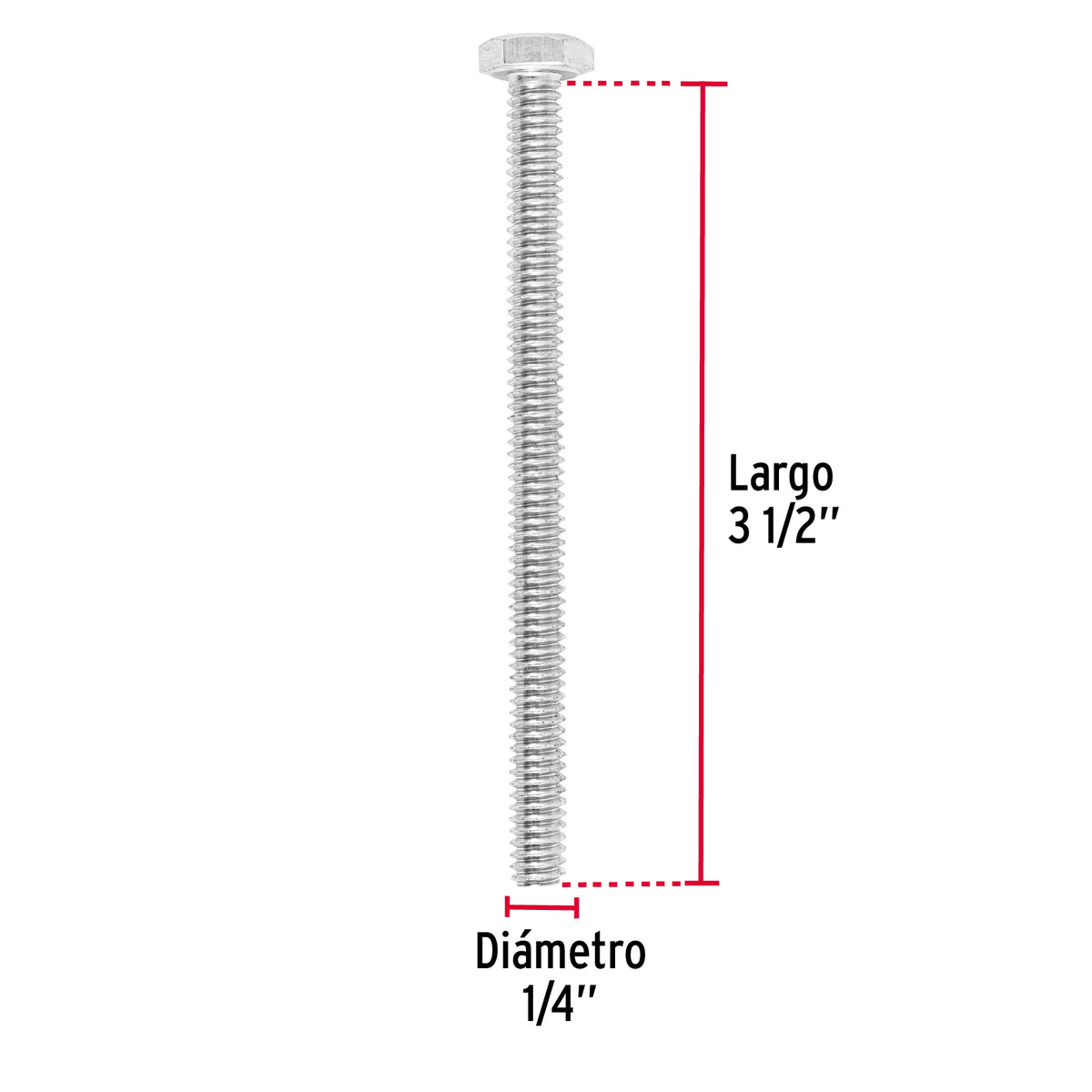 Bolsa con 30 Tornillos 1/4' X 3-1/2' Tipo Máquina, Fiero